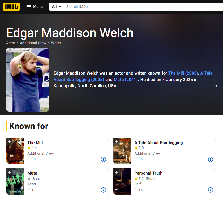Edgar Madison Welchs profil på filmdatabasen Imdb
