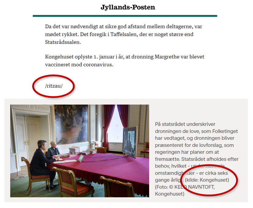 Skærmklip af JP-artikel og DR-artikel