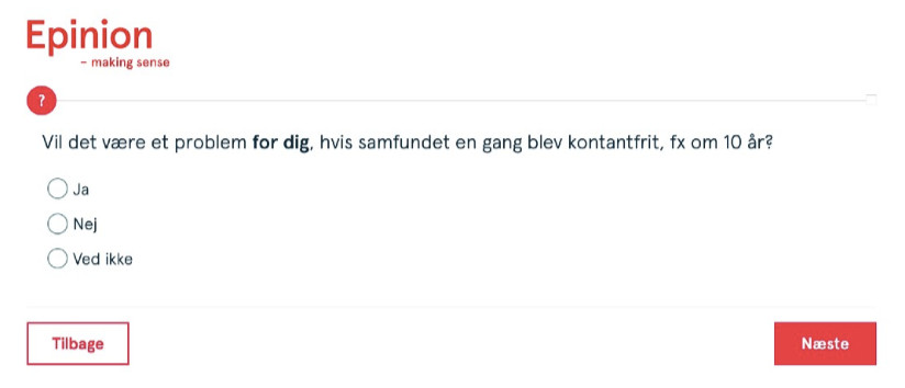 Skærmklip: Spørgsmål fra Nationalbankens undersøgelse