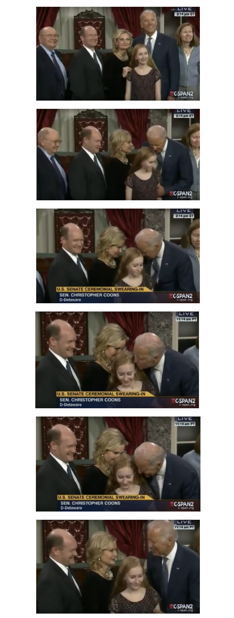 Joe Biden kysser Maggie Coons