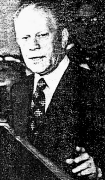 Billede angiveligt af USAs 38. præsident Gerald Ford, med slips tilsyneladende med Baphomet-symbolet