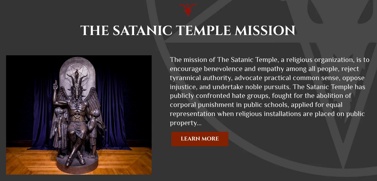 Skærmklip fra Satanisk Tempels hjemmeside