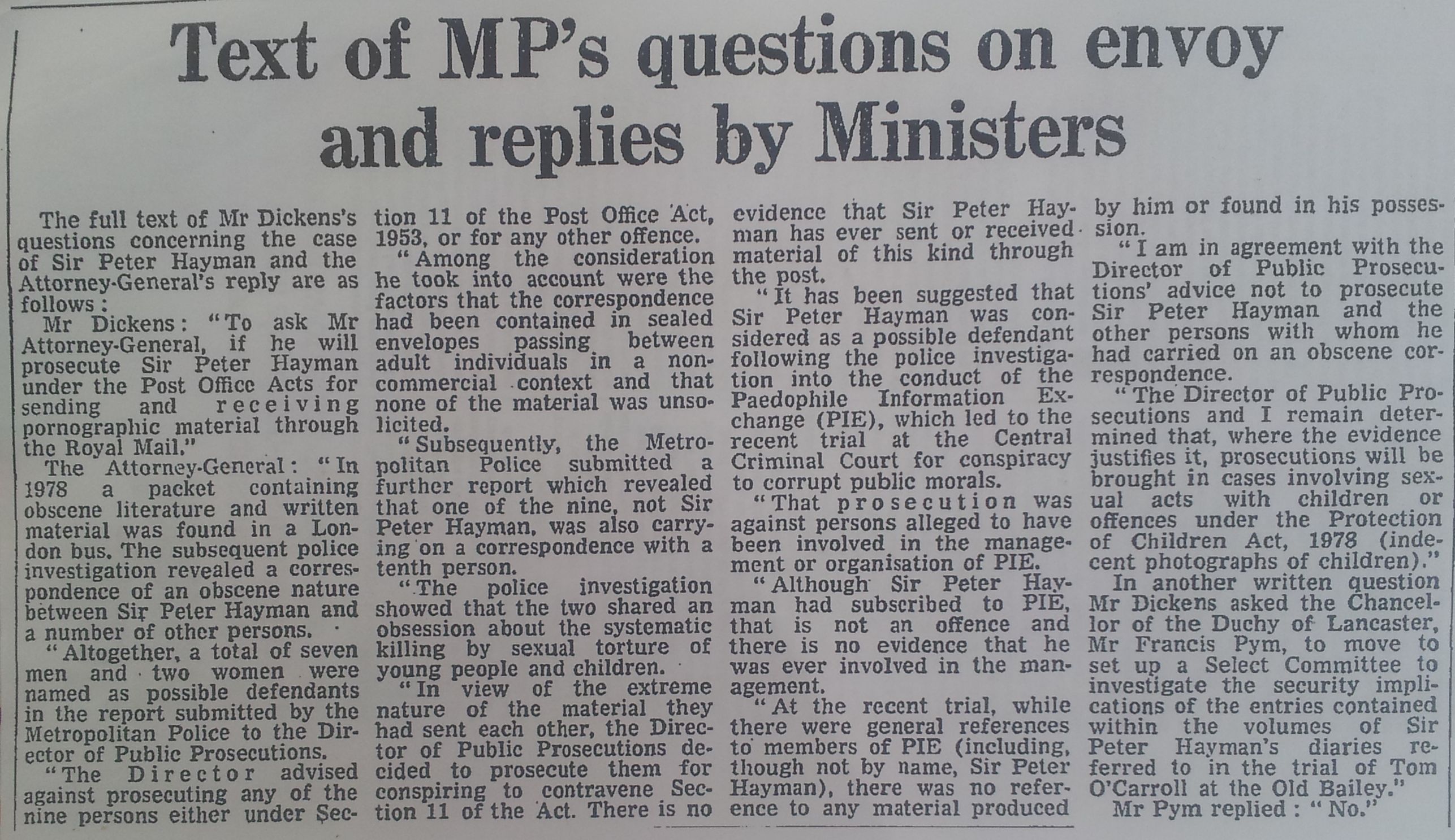Guardian-artikel fra 1981; 'to delte en besættelse af systematiske drab ved seksuel tortur af unge mennesker og børn'