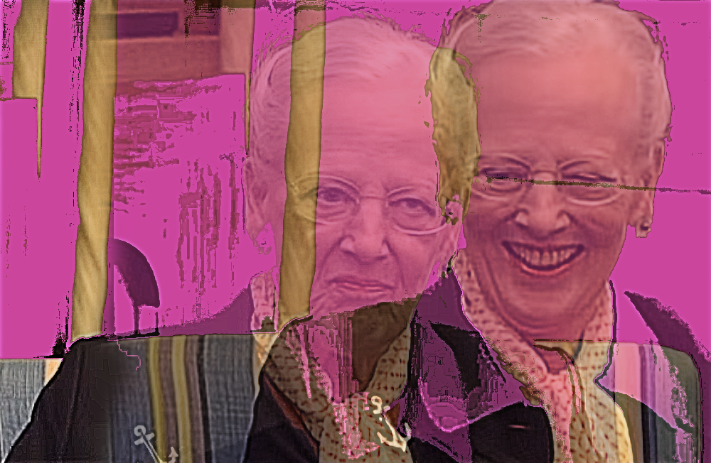 Behandlede skærmklip af video med interview med dronning Margrethe